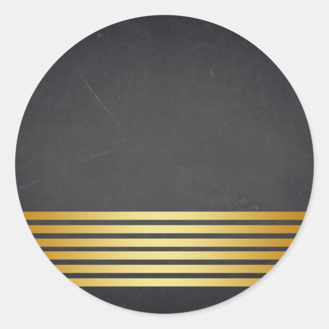 Blank  Chalkboard Gold Striped  Customize Classic Round Sticker (Front)