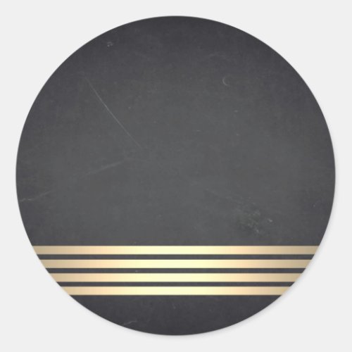 Blank  Chalkboard Gold Striped  Customize Classic Round Sticker