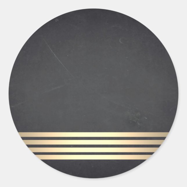 Blank  Chalkboard Gold Striped  Customize Classic Round Sticker (Front)