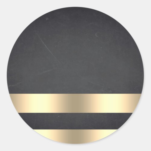 Blank  Chalkboard Gold Striped Customize Text Classic Round Sticker