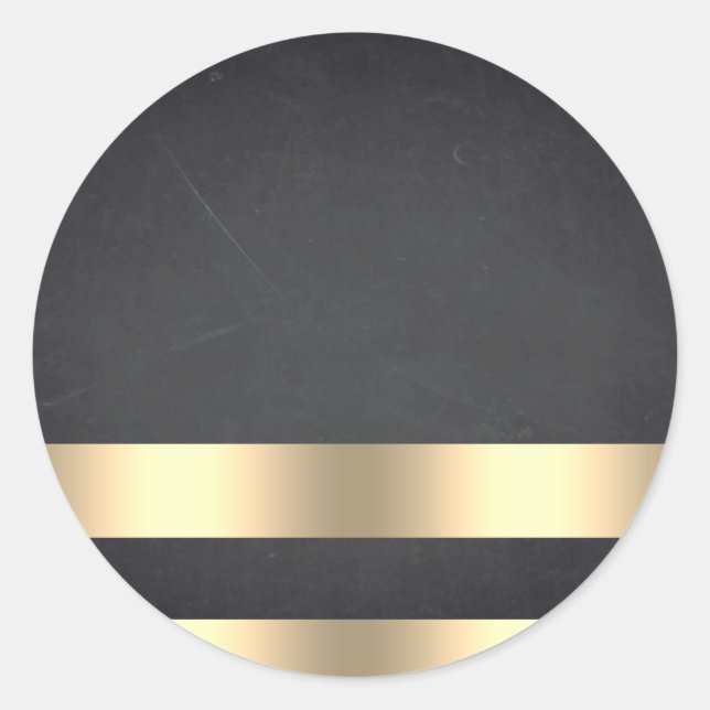 Blank  Chalkboard Gold Striped Customize Text Classic Round Sticker (Front)