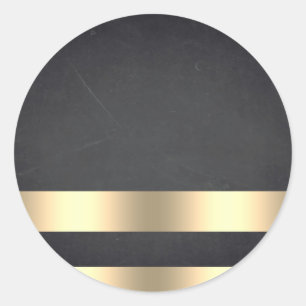 Blank  Chalkboard Gold Striped Customize Text Classic Round Sticker