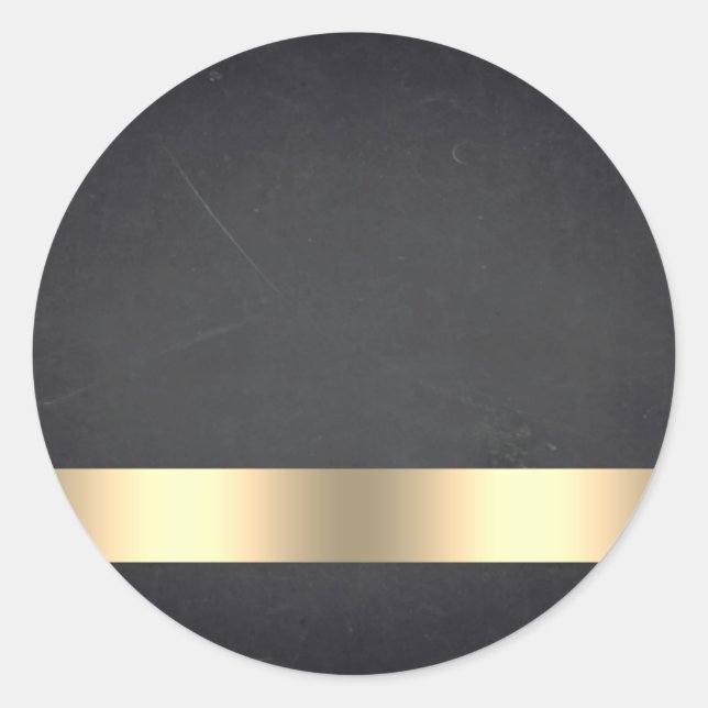 Blank  Chalkboard Gold Striped Customize Text Classic Round Sticker (Front)