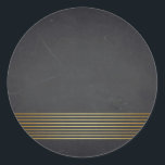 Blank  Chalkboard Gold Striped Customize Text Classic Round Sticker<br><div class="desc">A clean blank chalkboard or blackboard to customize the text for every occasion.</div>