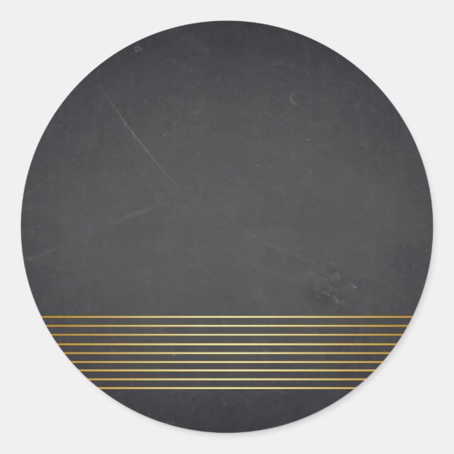 Blank  Chalkboard Gold Striped Customize Text Classic Round Sticker (Front)