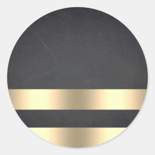 Blank Chalkboard Gold Striped Customize Text Classic Round Sticker