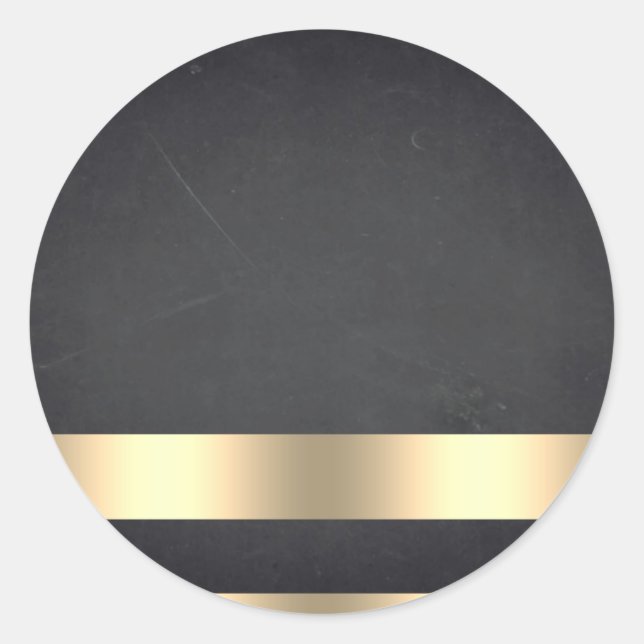 Blank  Chalkboard Gold Striped Customize Text Classic Round Sticker (Front)