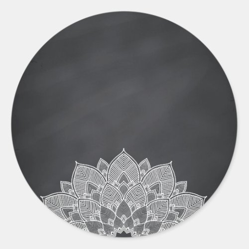 Blank Chalkboard Mandala Lotus Flower Swirl Classic Round Sticker