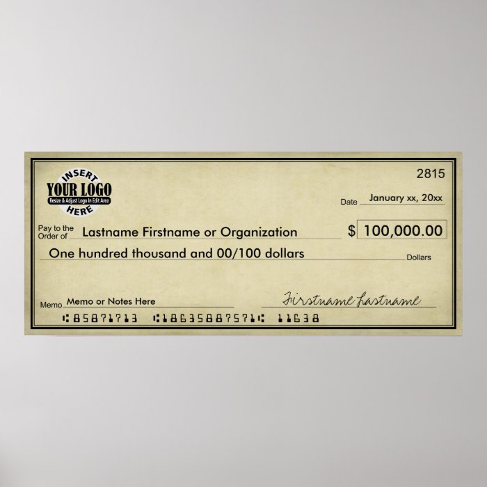 Blank Check for Sweepstakes & Awards AGED LOOK Print