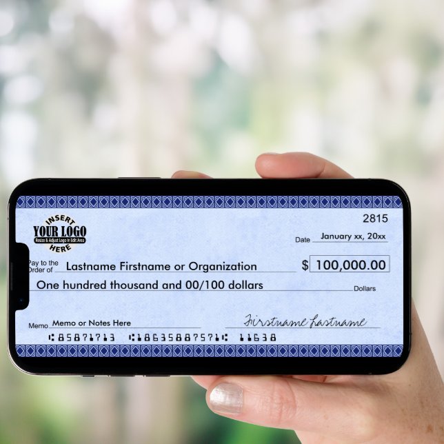 Blank Check for Sweepstakes & Awards BLUE ART DECO Poster (Front Digital)