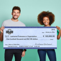 Blank Check for Sweepstakes & Awards BLUE ART DECO