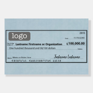 Blank Check for Sweepstakes, Awards, Charity Foam Board