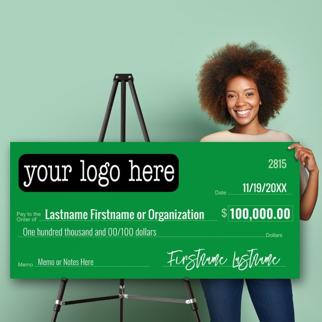 Blank Check for Sweepstakes, Awards, Charity  Foam Board (Oversized check for charity events and money donations)