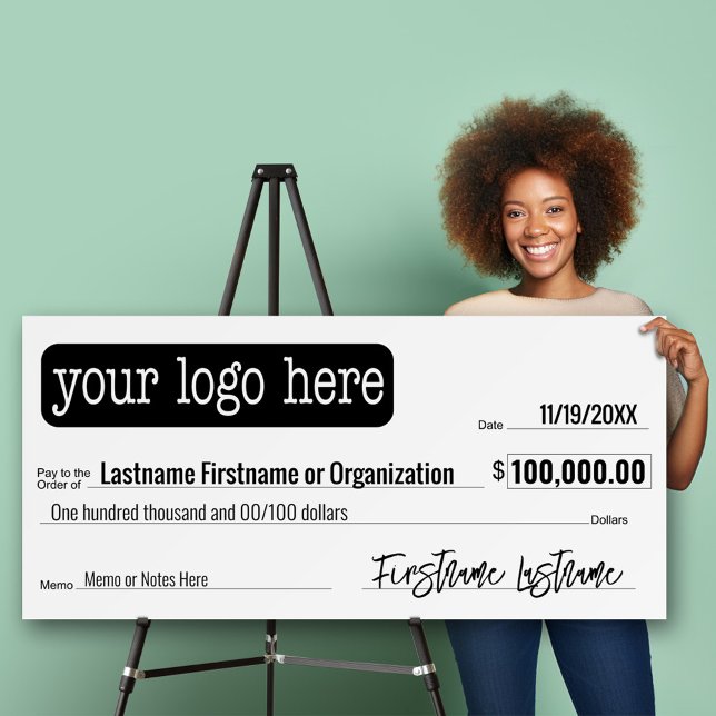 Blank Check for Sweepstakes, Awards, Charity  Foam Board (Oversized check for charity events and money donations)