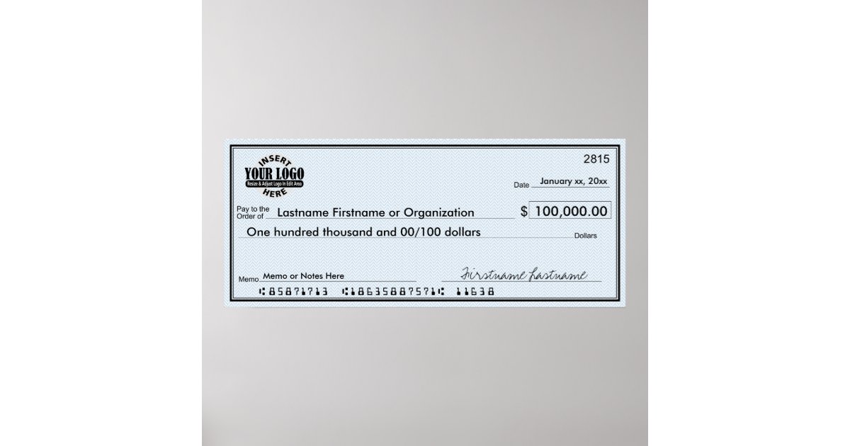 Blank Check for Sweepstakes &amp; Awards Poster | Zazzle.com