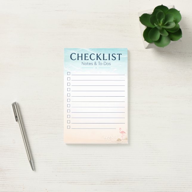 Blank Checklist To Do Notes Beach Theme (Office)