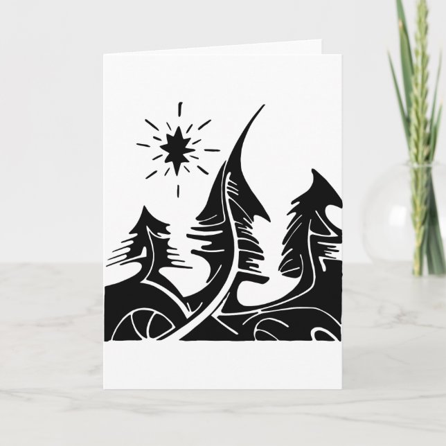 Blank Christmas Card – Evergreen Trees (Front)