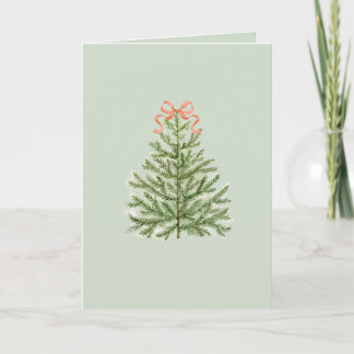 Blank Christmas Card with Christmas Tree & Red Bow
