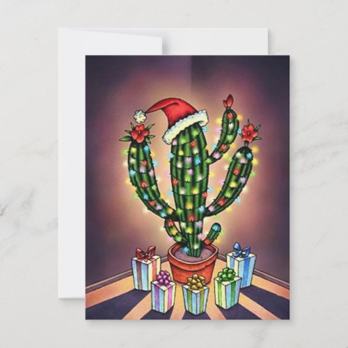 Blank Christmas Invitation Announcement Cactus SW