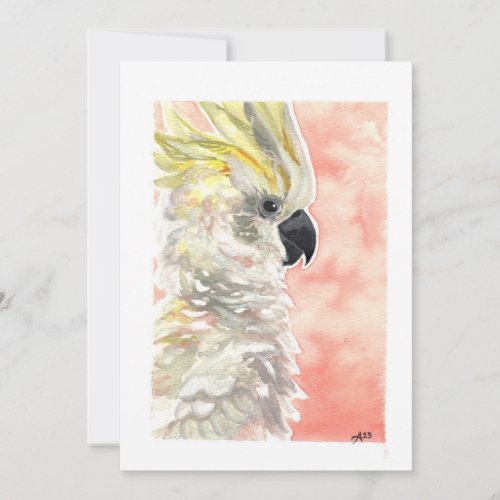 Blank _ Cockatoo Watercolor  Holiday Card