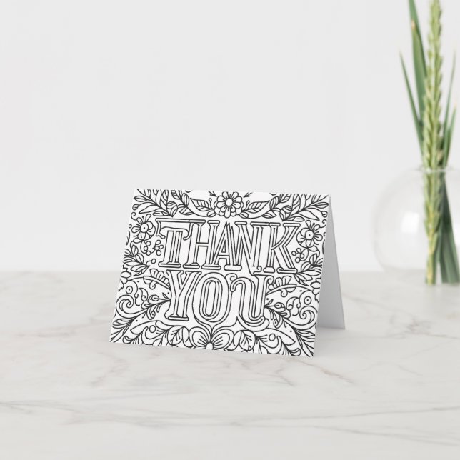 Blank Coloring Fun Hand-Lettered Thank You Card (Front)