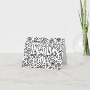 Blank Coloring Fun Hand-Lettered Thank You Card