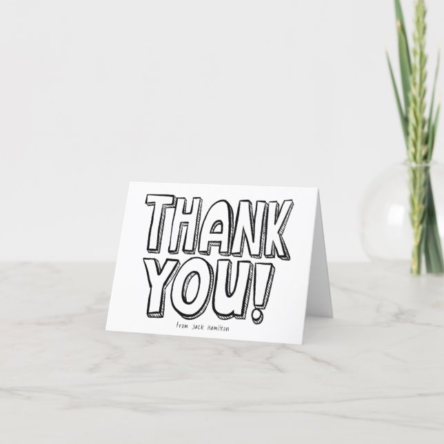 Blank Coloring Fun Hand-Lettered Thank You Card (Front)