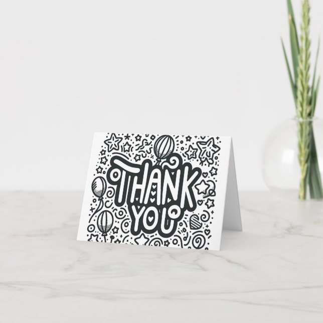 Blank Coloring Fun Hand-Lettered Thank You Card (Front)