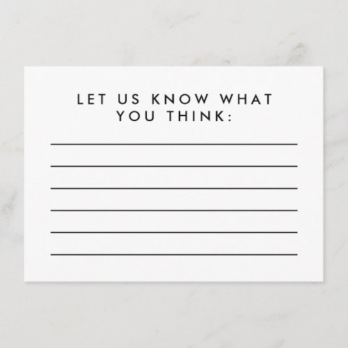 Blank Comment Card