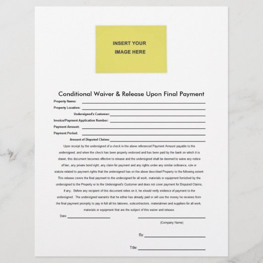 Blank Conditional Waiver Release Upon Final (Front)