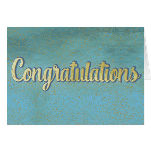 Blank Congratulations Light Blue and Gold Card | Zazzle