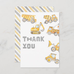 Blank Construction Party Thank You Cards