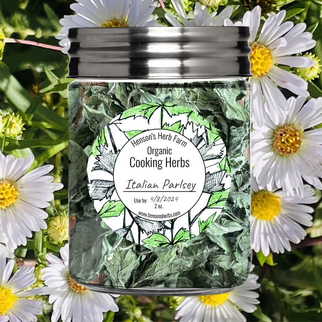 Blank Cooking Herbs Jar Label Herb Farm Business (Creator Uploaded)