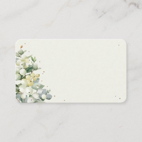 Blank Cream SnowberryEucalyptus Winter Wedding Place Card