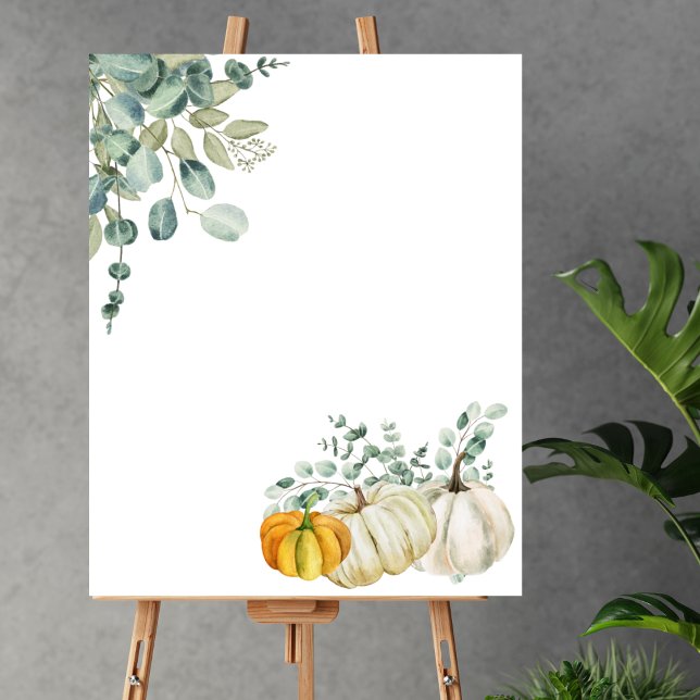 Blank Create Your Own Fall pumpkin greenery Poster (Creator Uploaded)