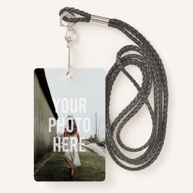 Blank Create Your Own Template Text Photo Image  Badge (Front with Lanyard)