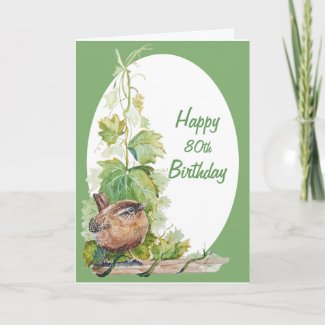 Blank Custom Age Birthday Wren Bird in Vineyard