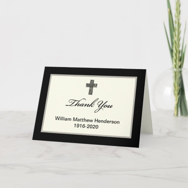 Blank Custom Cross Sympathy Thank You Card (Front)