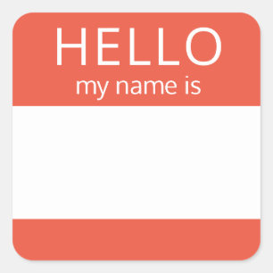 Blank Custom HELLO My Name Is Badge Square Sticker