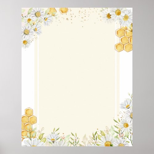 Blank DIY Create Make Your Own Bumblebee Daisy Art Poster