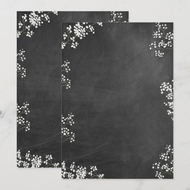 Blank DIY Create Your Own Baby's Breath Chalkboard Invitation (Front/Back)