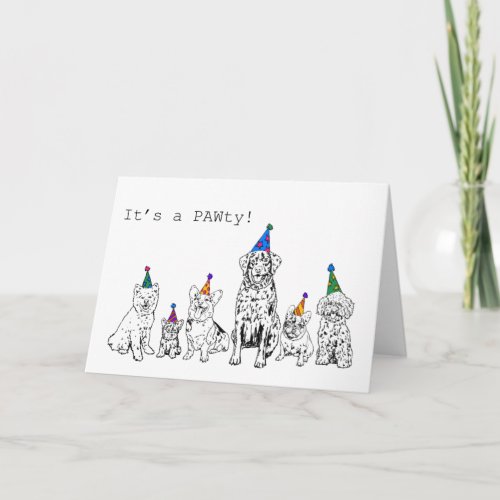 Blank Dog Birthday Party Card