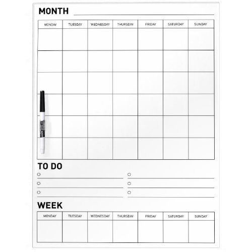 Blank Dry Erase Board Monthly and Weekly