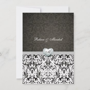 Blank Elegant Damask Monogram Wedding Invites by weddingsNthings at Zazzle