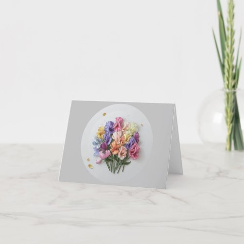 Blank Elegant Floral Note Card Sweet Peas