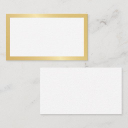 25 White Place Cards With Gold Trim - Blank Table Cards For Weddings & Events