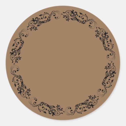 Blank elegant ornament round sticker label