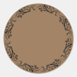 Blank elegant ornament round sticker label