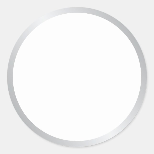 Blank Elegant Silver and White Classic Round Sticker (Front)