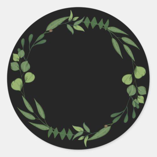 Blank Elegant watercolor leafy ornament Classic Ro Classic Round Sticker